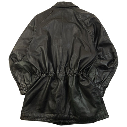 Vintage 90s Burberry Nova Check Lined Leather Jacket Size M