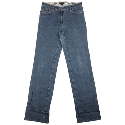 Vintage Burberry Nova Check Cuff Denim Jeans Womens Size W31