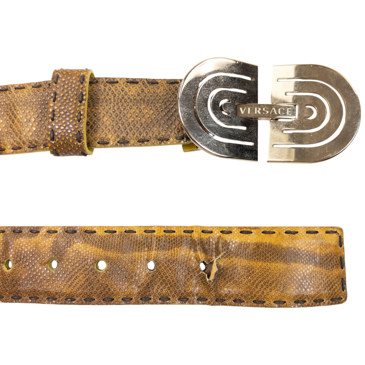 Vintage 90s Versace Snakeskin Leather Belt Size S