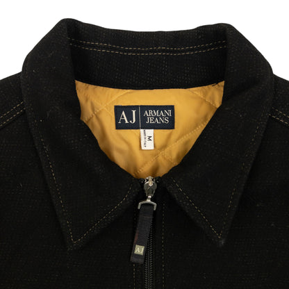 Vintage 2000s Armani Jeans Zip Up Wool Jacket Size M