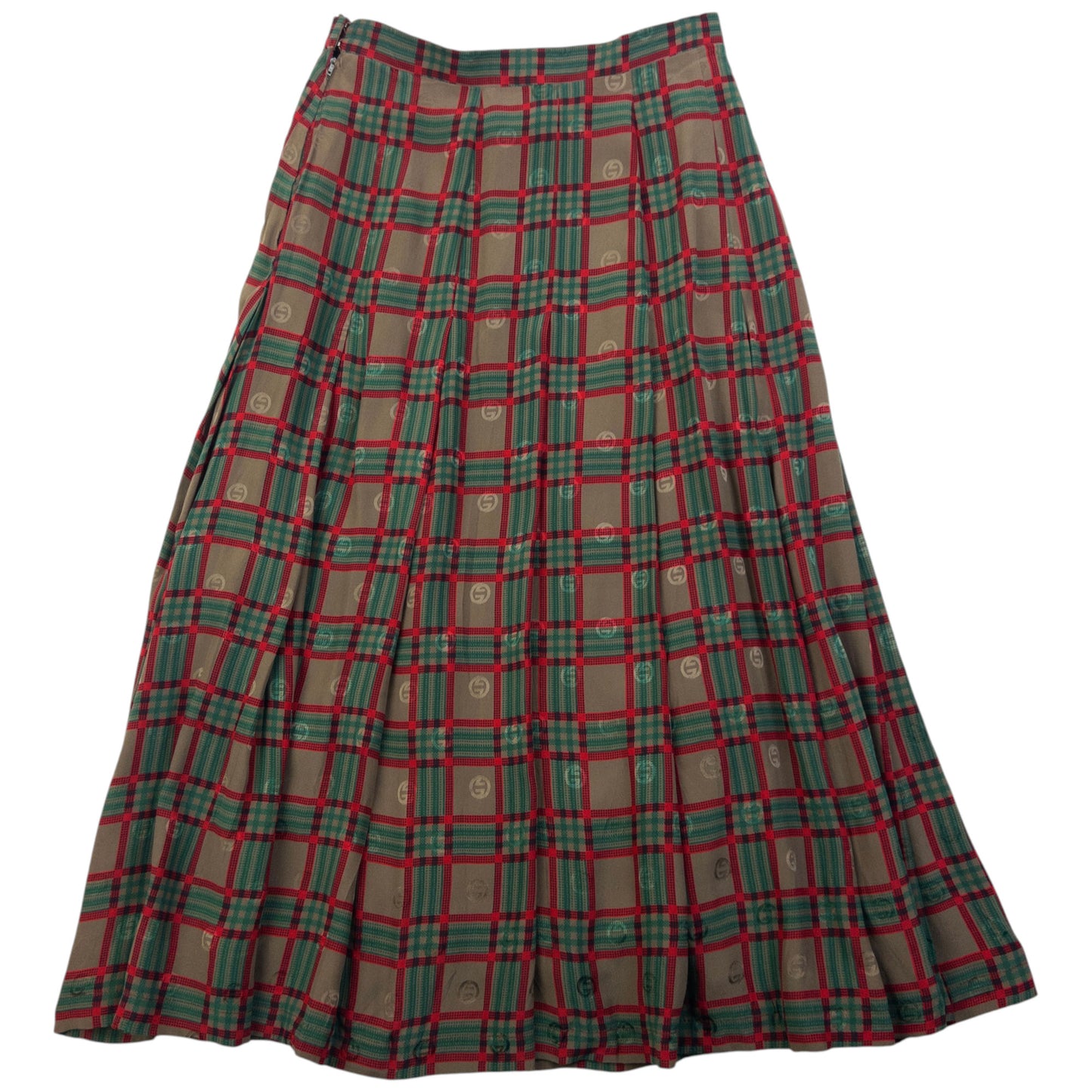 Vintage 80s Gucci Checkered Monogram Silk Skirt Womens Size W24