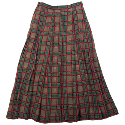 Vintage 80s Gucci Checkered Monogram Silk Skirt Womens Size W24