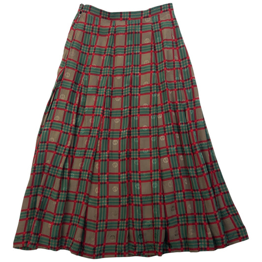 Vintage 80s Gucci Checkered Monogram Silk Skirt Womens Size W24