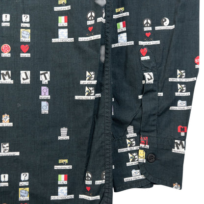 Vintage 90s Moschino Jeans Desktop Icon Long Sleeve Button Up Shirt Size M