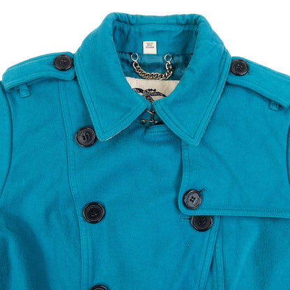 Vintage Burberry Sandringham Wool Trench Jacket in blue, photo 4