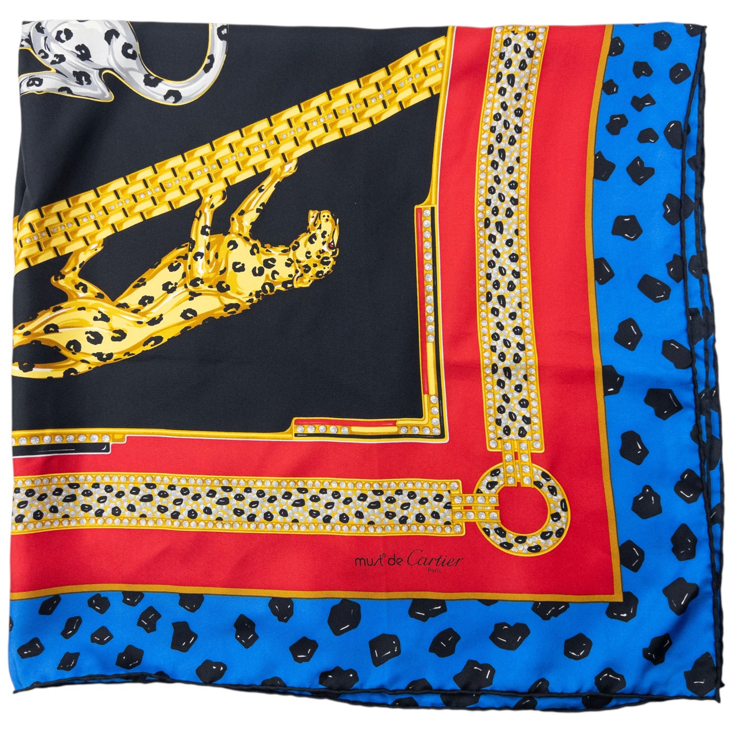 Vintage 90s Cartier Panther Print Silk Scarf