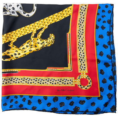 Vintage 90s Cartier Panther Print Silk Scarf