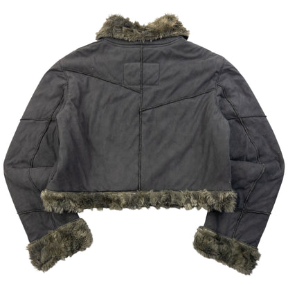 Vintage 2000s Armani Jeans Fur Lined Suede Jacket Womens Size L