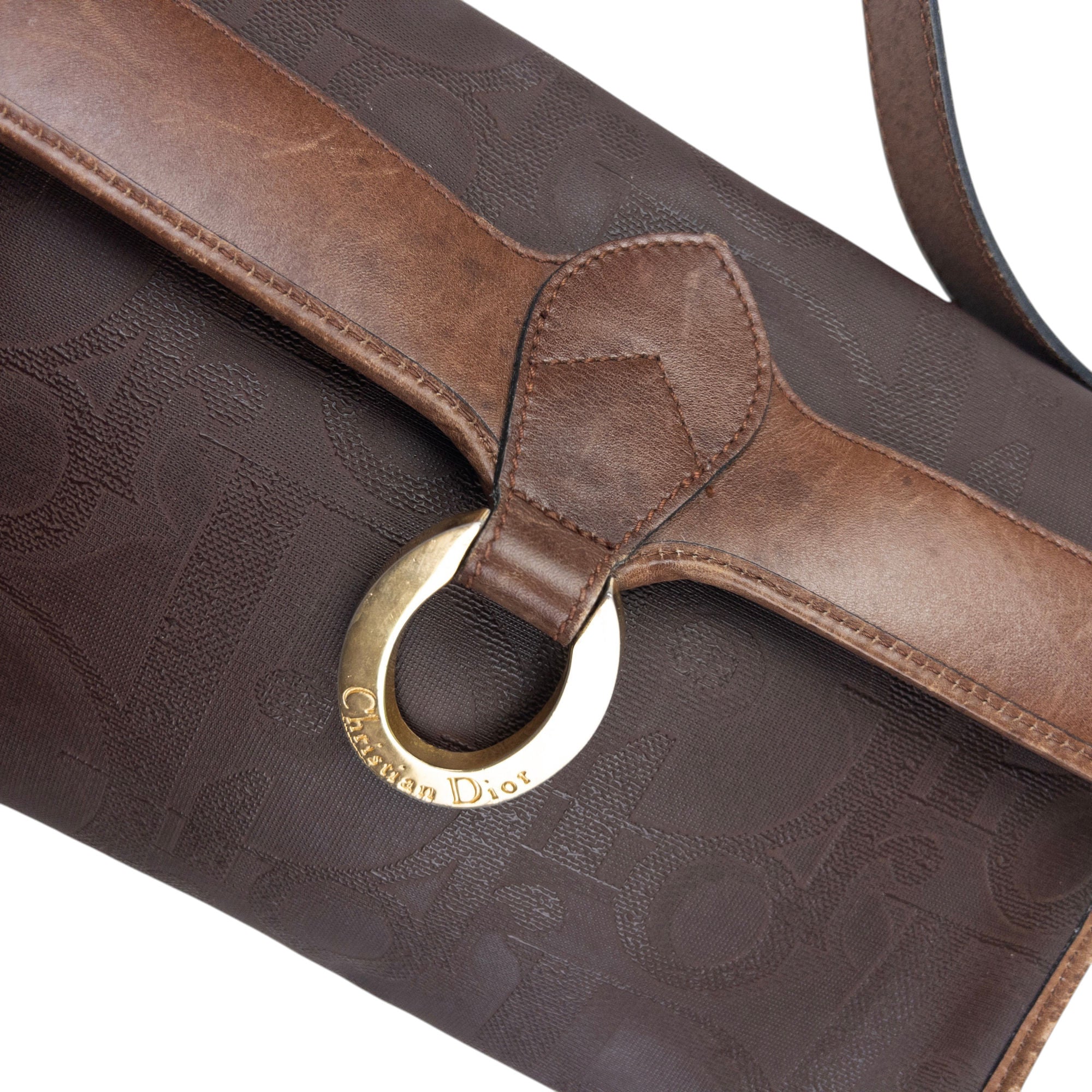 Vintage Dior Monogram Leather Crossbody Bag