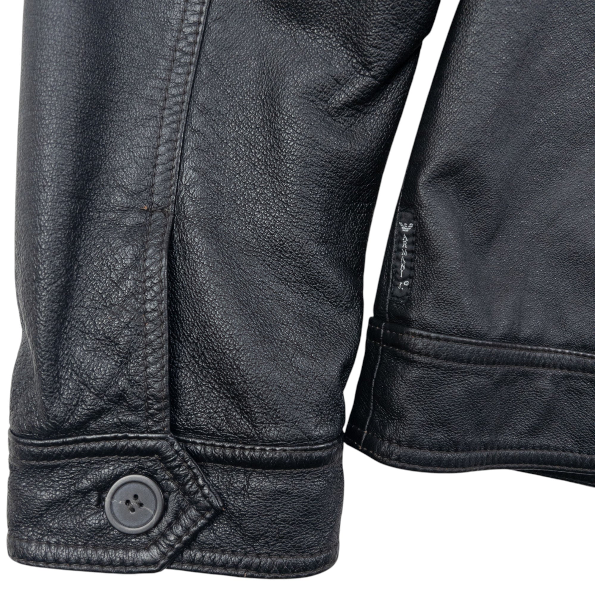 Vintage 2000s Armani Jeans Button Up Leather Jacket Size M