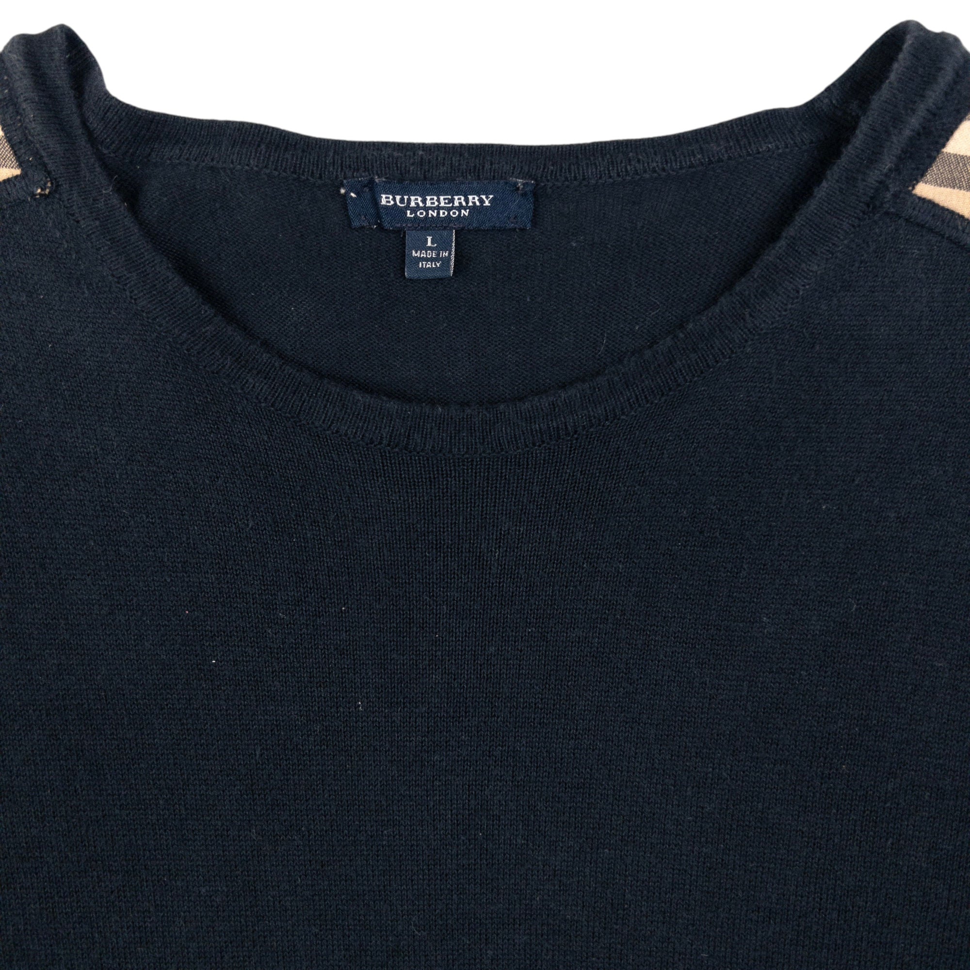 Vintage Burberry Nova Check Shoulder Patch Jumper Size M