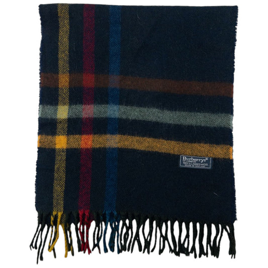 Vintage Burberry Nova Check Lambswool Tassel Scarf