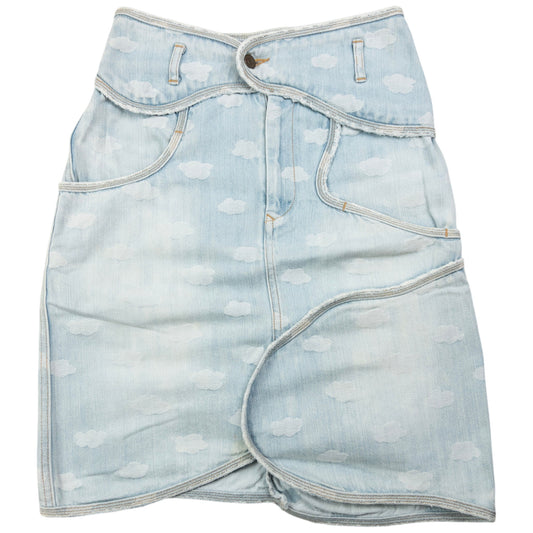 Vintage Tsumori Chisato By Issey Miyake Cloud Print Denim Skirt Womens Size W26