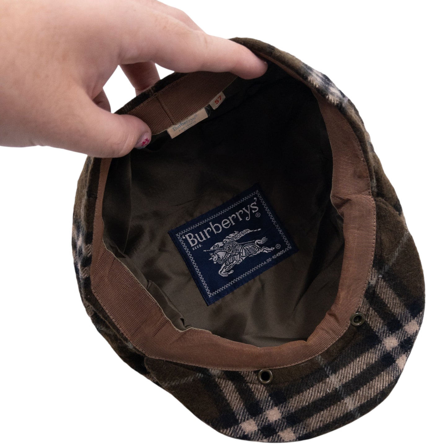 Vintage 90s Burberry Nova Check Wool Flat-Cap Hat