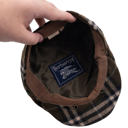 Vintage 90s Burberry Nova Check Wool Flat-Cap Hat
