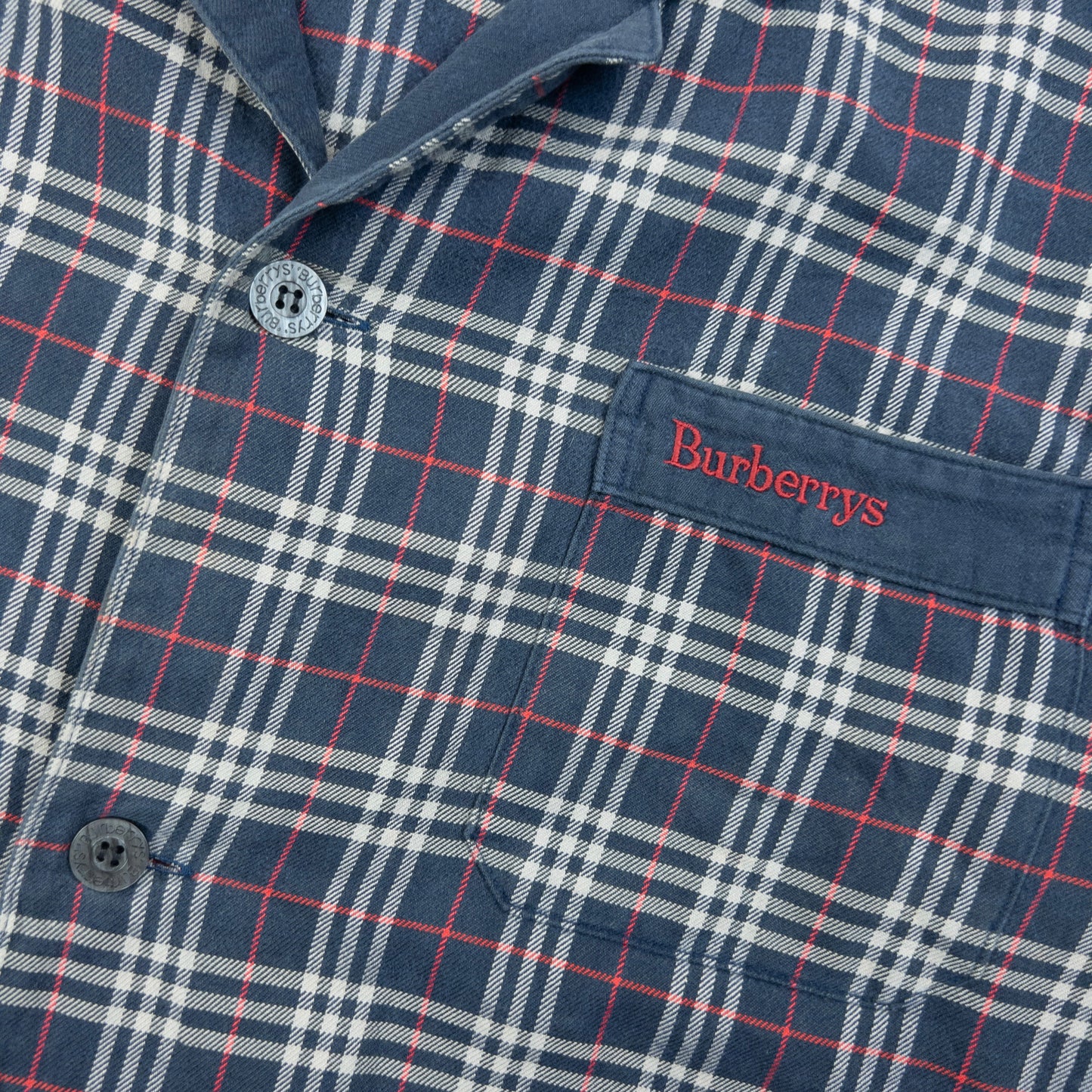 Vintage 90s Burberry Nova Check Long Sleeve Button Up Pyjama Shirt SizeM
