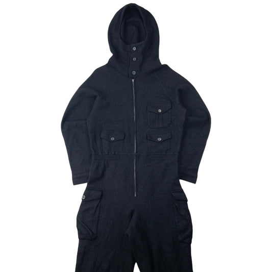Vintage 90s Yohji Yamamoto Fleece Hooded Jumpsuit Size S