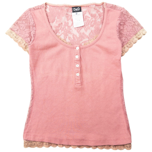 Vintage 2000s Dolce & Gabbana Knit Lace Top Womens Size S