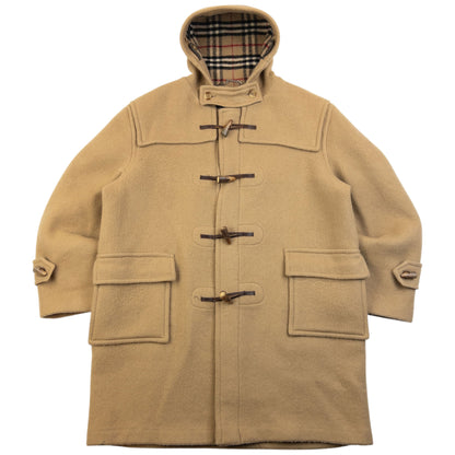 Vintage 90s Burberry Nova Check Lined Wool Duffle Jacket Size XL
