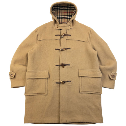Vintage 90s Burberry Nova Check Lined Wool Duffle Jacket Size XL