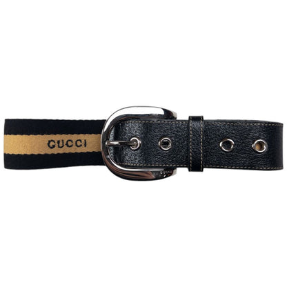 Vintage Gucci Stripe Leather Belt Size W26