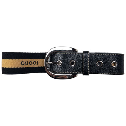 Vintage Gucci Stripe Leather Belt Size W26