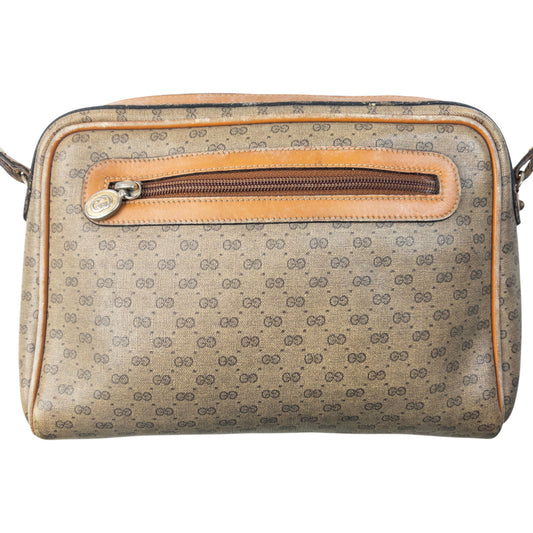 Vintage 80s Gucci Monogram Leather Crossbody Bag