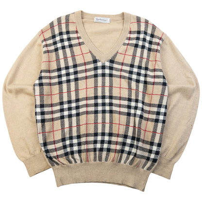 Vintage 90s Burberry Nova Check Jumper Size M