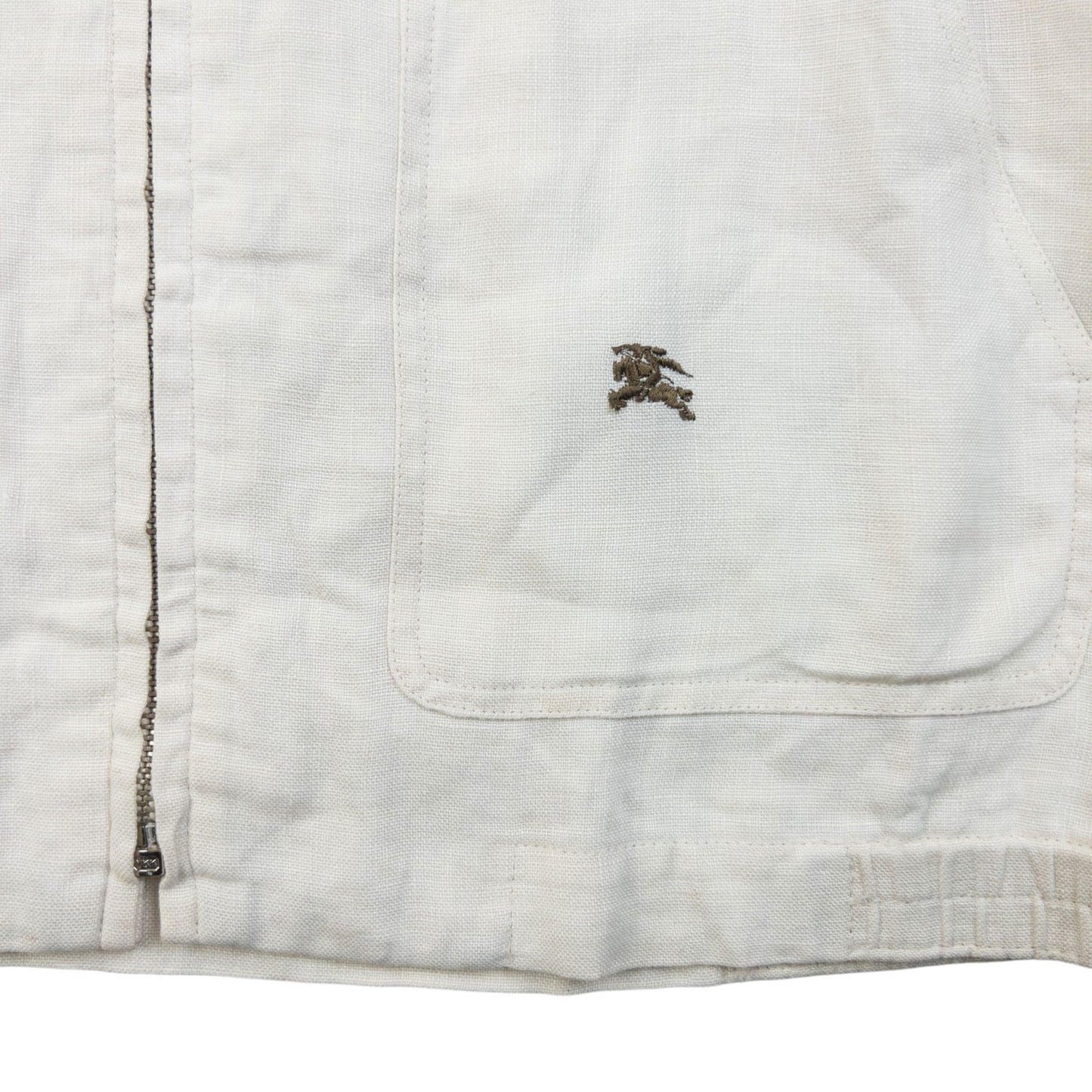 Vintage 90s Burberry Zip Up Linen Jacket Womens Size S
