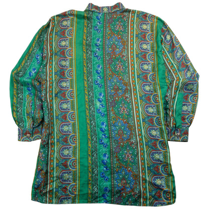 Vintage 90s Versace V2 Mosaic Paisley Print Long Sleeve Button Up Shirt Size S