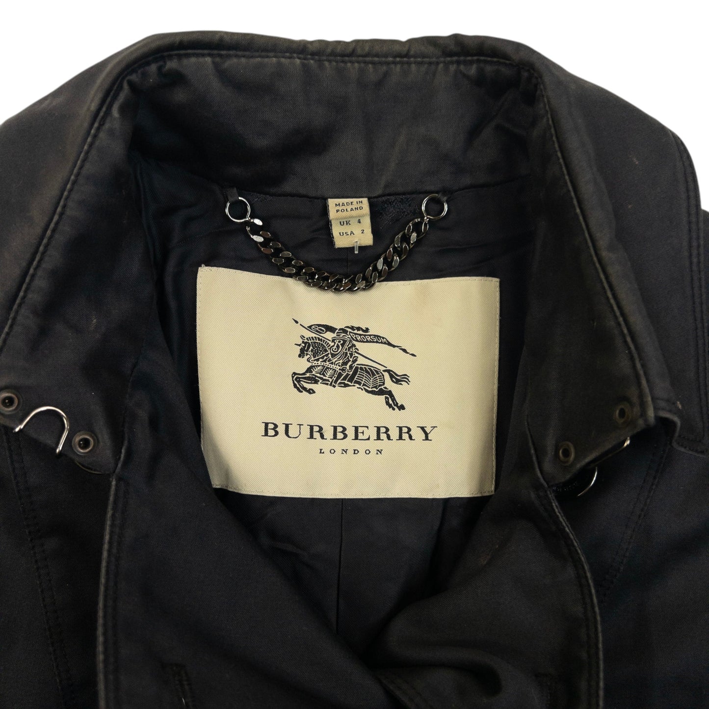 Vintage 2000s Burberry Belt Waist Lace-Up Trench Jacket Womens Size XS