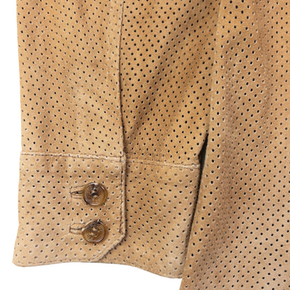Vintage 2000s Gucci By Tom Ford Suede Perforated Lightweight Zip Up Jacket Size L
