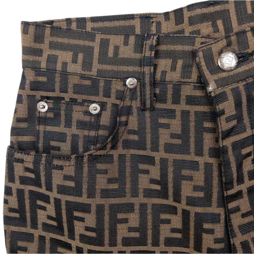 Vintage Fendi Monogram High Waisted Cropped Trousers Size W26