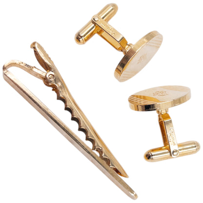 Vintage 80s Dior Embossed Cufflinks & Tie Clip Set
