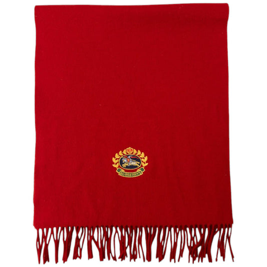 Vintage Burberry Crest Lambswool Tassel Scarf