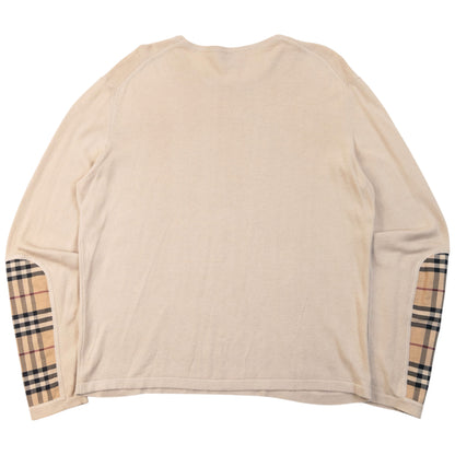 Vintage 2000s Burberry Nova Check Sleeve Patch Jumper Size S