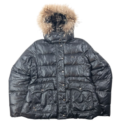 Vintage 2000s Burberry Blue Label Fur Hood Puffer Jacket Womens Size M