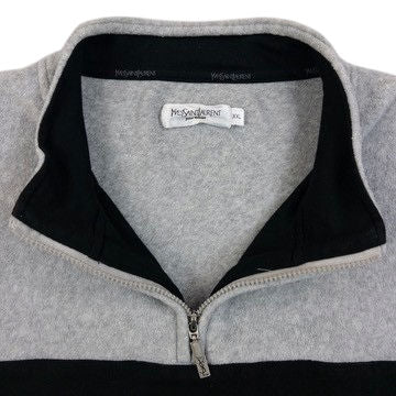 Vintage 2000s YSL Yves Saint Laurent Q Zip Fleece Sweatshirt in grey, photo 4
