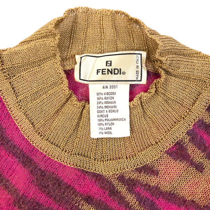 Vintage 90s Fendi Knit Pattern Top Womens Size M
