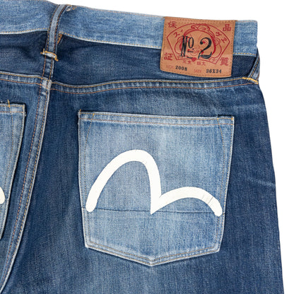 Vintage Evisu Double Gull Contrast Japanese Denim Jeans Size W36