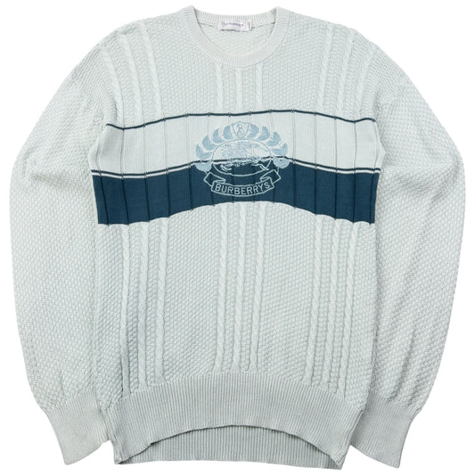 Vintage 80s Burberry Embroidered Knit Jumper Size M
