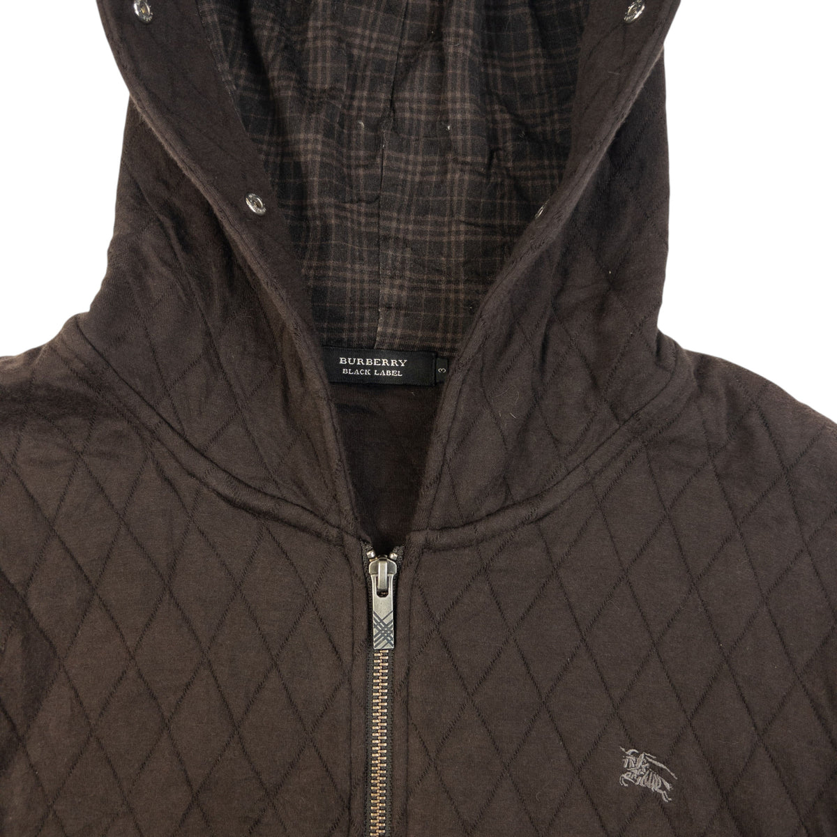 Vintage 2000s Burberry Black Label Quilted Zip Up Hoodie Size M