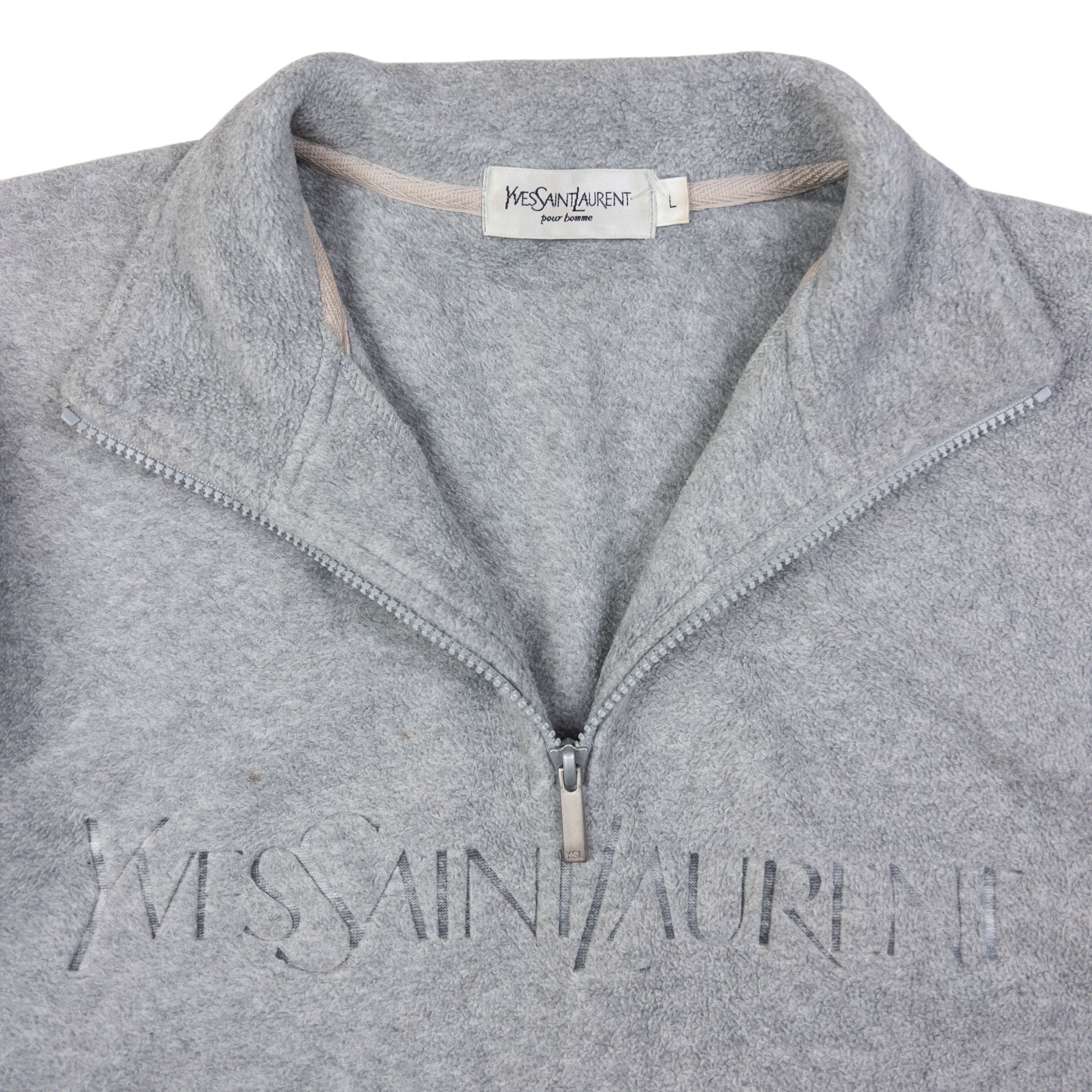 Vintage YSL Yves Saint Laurent Q Zip Fleece Sweatshirt Size L