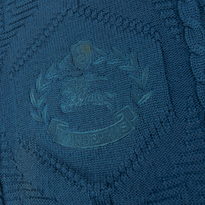 Vintage Burberry Embroidered Cable Knit Jumper Size L