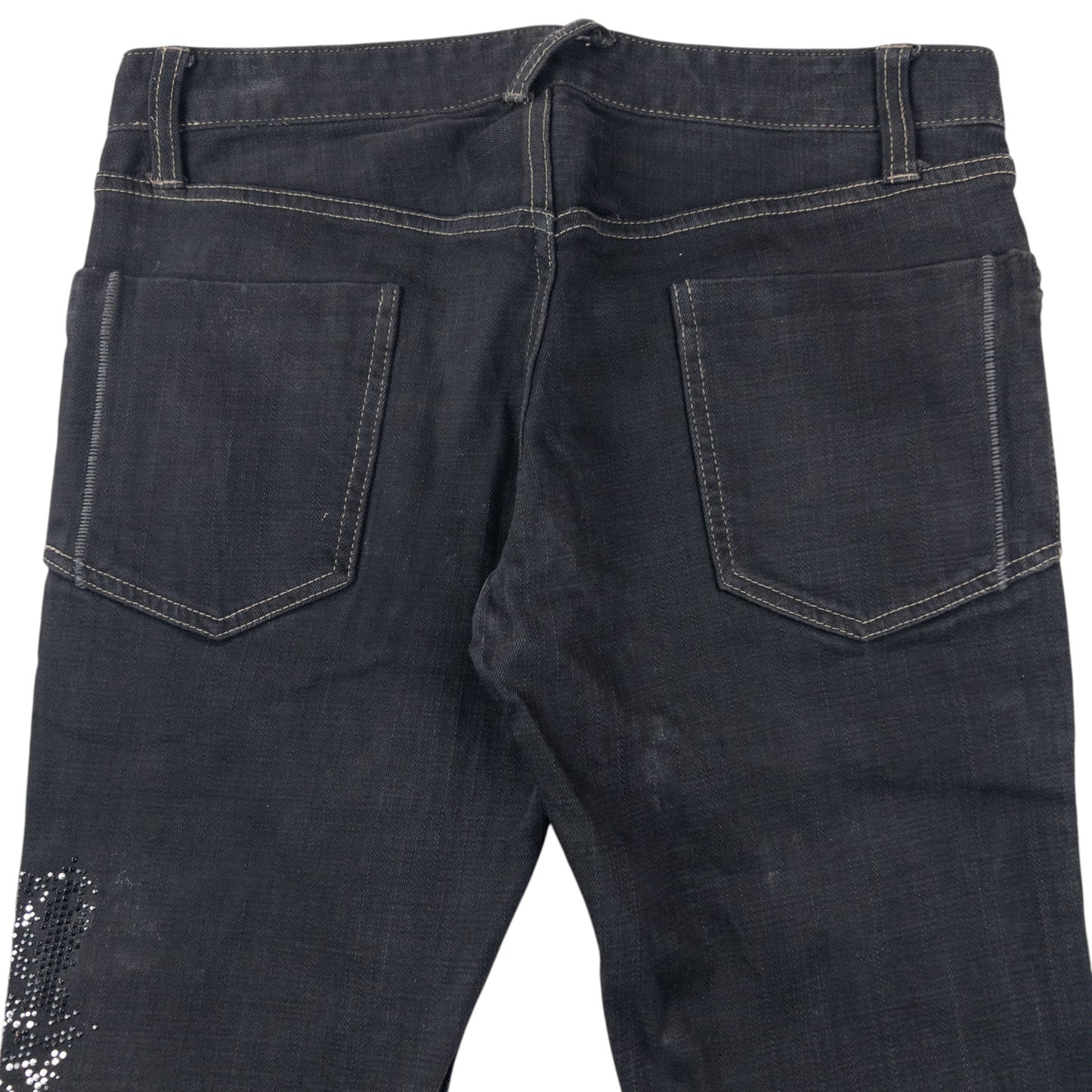 Vintage 2000s PPFM Roll Cuff Diamonte Denim Jeans Size W32