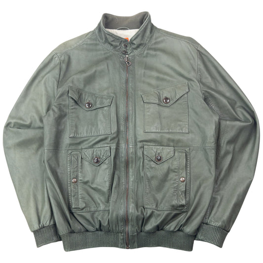 Vintage 2000s Hugo Boss Zip Up Leather Jacket Size XL