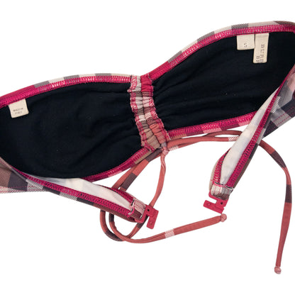 Vintage Burberry Brit Nova Check Bandeau Bikini Set Womens Size S