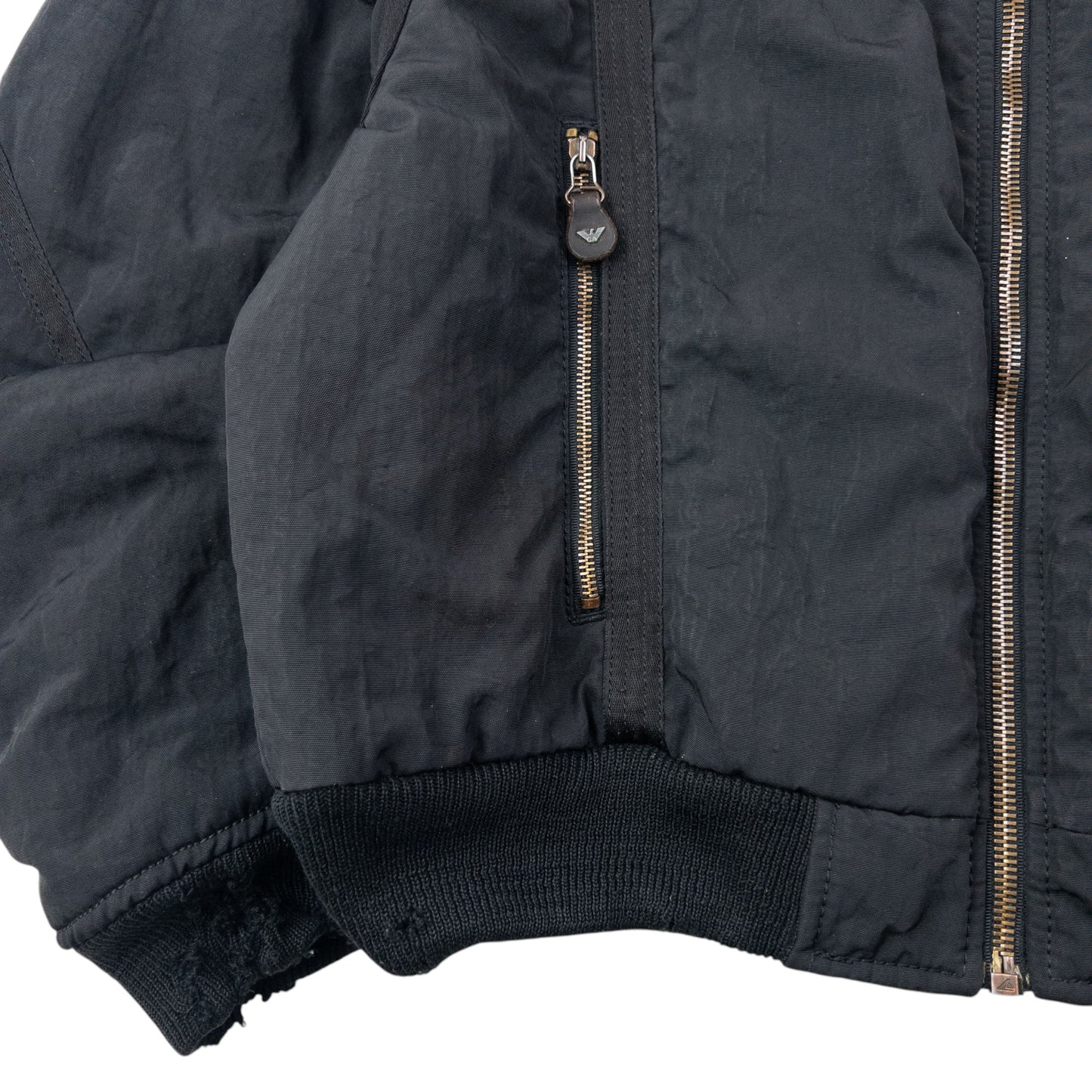 Vintage 90s Armani Jeans Ballistic Nylon Padded Bomber Jacket Size XL