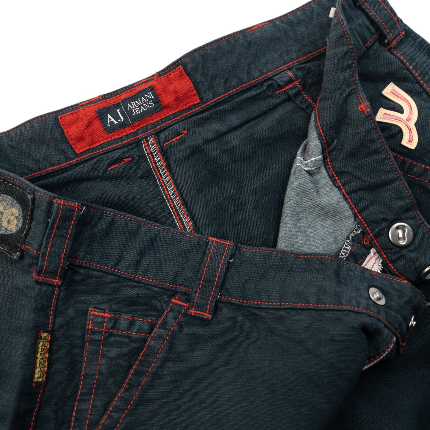 Vintage 2000s Armani Jeans Buckle Bondage Detail Trousers Size W35