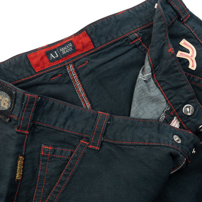 Vintage 2000s Armani Jeans Buckle Bondage Detail Trousers Size W35
